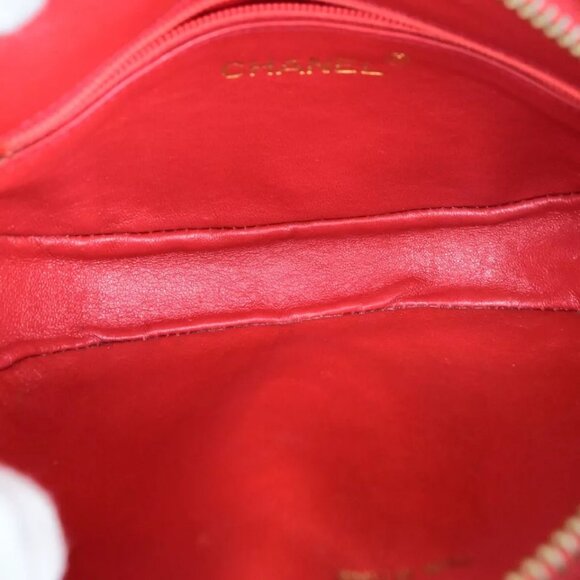 CHANEL CC Mini Tassel Oval Chain Shoulder Bag Leather Red GHW Vintage - Picture 9 of 16